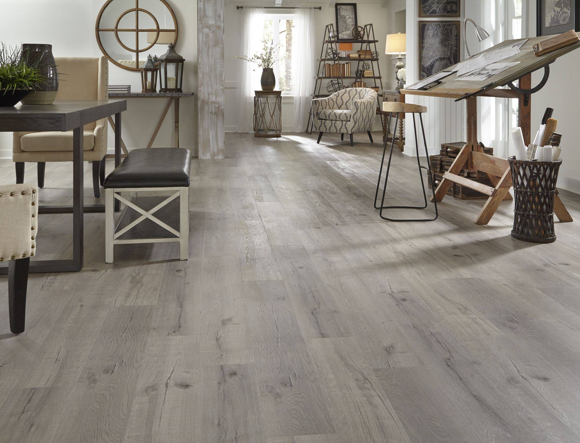 SPC flooring installed in Dubai Marina apartment — oak natural 5mm over ceramic tiles