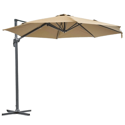 Premium outdoor umbrella Dubai collection showing garden, beach and restaurant umbrellas