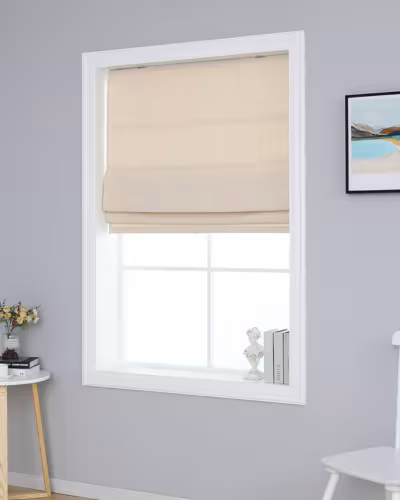Roman Blinds in beige color, aesthetic and modern looking