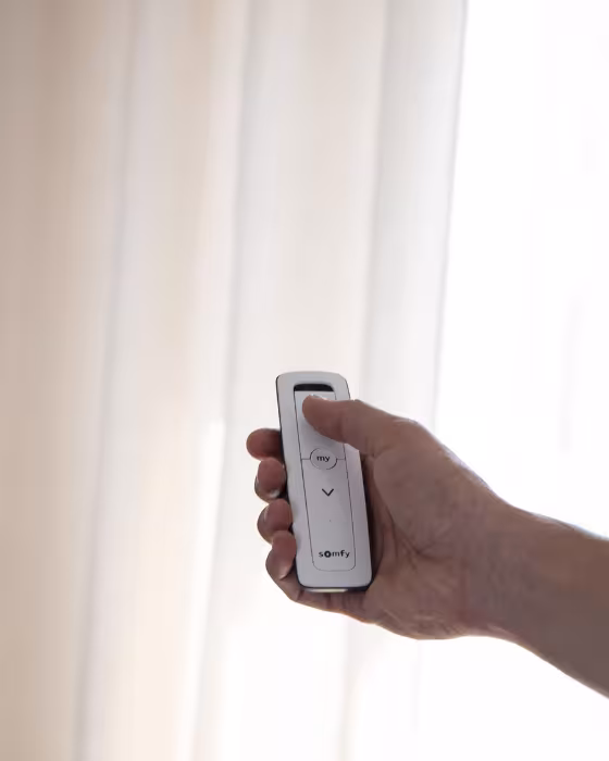 Somfy motor system installed in a Dubai villa — genuine Somfy curtain and blinds motor with TaHoma smart home integration