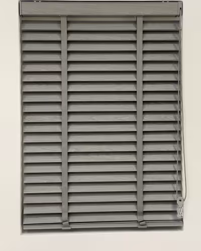 White wooden blinds in a Dubai apartment — Basswood White finish with soft filtered daylight
