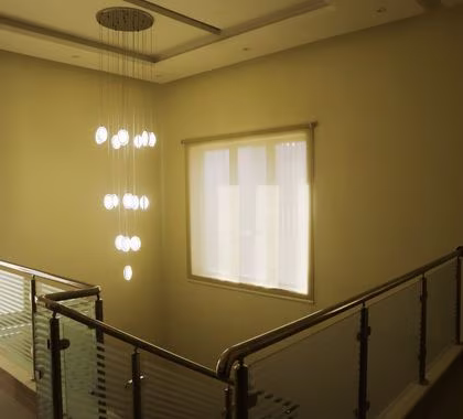 Residential villa Sharjah — roller blinds and luxury curtains installation Creative Vision