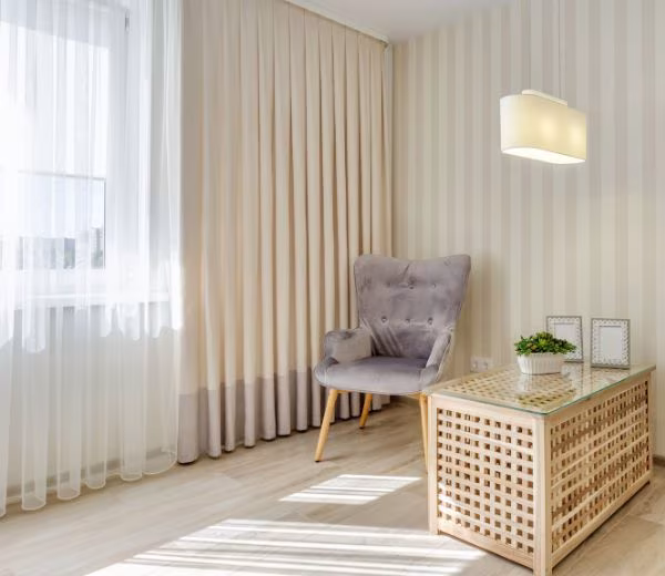 Luxury custom curtains Dubai — premium made-to-measure curtains installed in a Dubai villa living room by Creative Vision Global