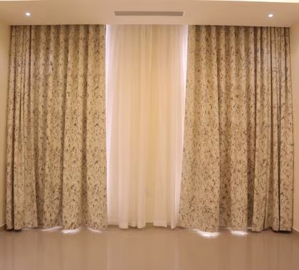 Private villa Abu Dhabi — double layer luxury curtains installation Creative Vision