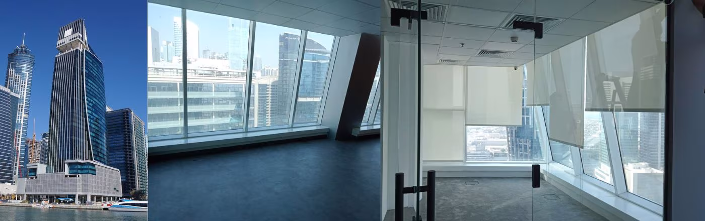 Al Manara Tower Dubai — commercial roller blind installation Creative Vision Global