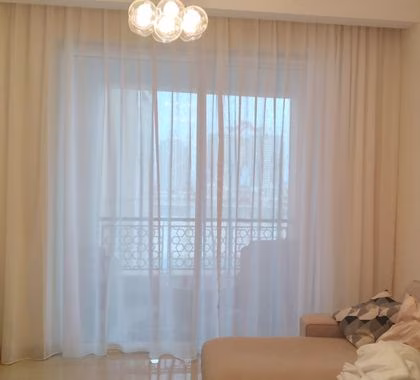 Residential house Qatar — custom wave curtains villa interior Creative Vision