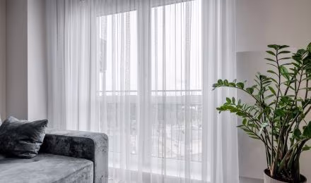 Sheer curtains Dubai — elegant white and cream sheer curtains for Dubai living room