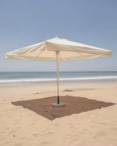 Model Z007.2 square central pole outdoor umbrella — 3×3m beige fabric outdoor dining table umbrella Dubai