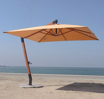 Model C017.2 Small cantilever umbrella 360 rotation — square 3×3m wood-look arm Dubai terrace
