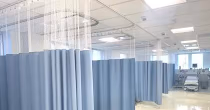 Anti bacterial Hospital curtains installed in a ward of a hospital
