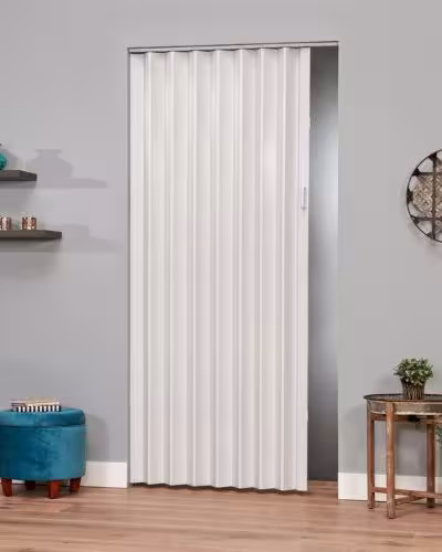 White pvc folding door for home library in Dubai